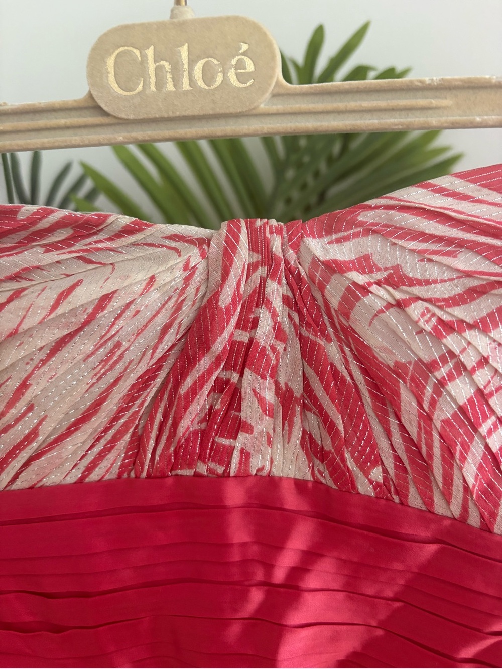 BCBGMAXAZRIA Coral Pink & Cream Strapless Silk Chiffon Cocktail Dress, size 6 - Picture 7 of 11
